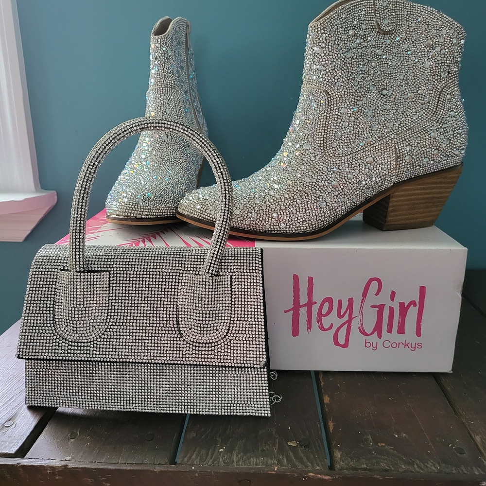 Corkys Silver Glitter Ankle Boots for Women